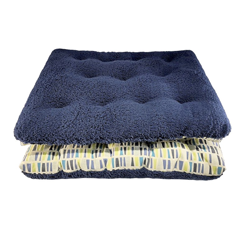 تشک دو‌رو سگ طرح کاکتوس | پارچه مبلی و تدی سورمه‌ای با طراحی خاص و قابل شست‌وشو کد 2002