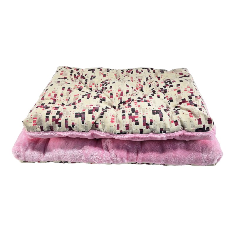 تشک دو‌رو سگ طرح پیکسلی صورتی | پارچه مبلی و تدی نرم با طراحی خاص و قابل شست‌وشو کد 6002