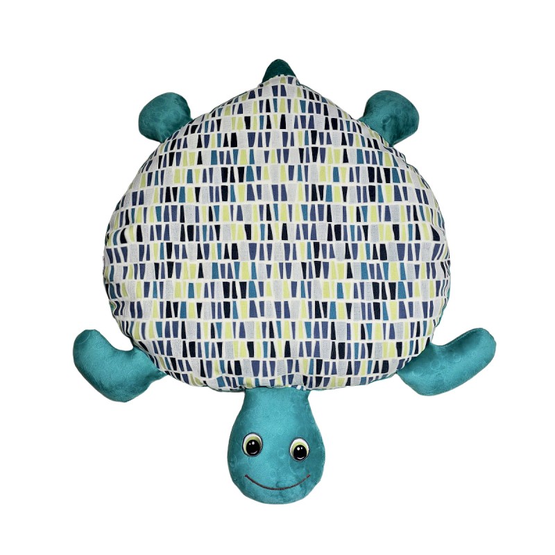 تشک فانتزی لاک‌پشتی پت – پارچه مبلی پیکسلی فیروزه‌ای، زیپ‌دار، قابل شست‌وشو