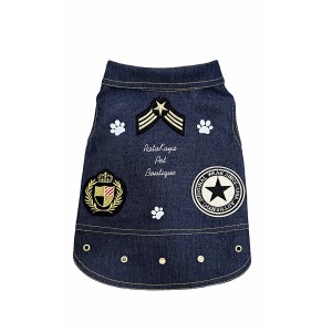 لباس سگ مدل مارشال  کد 0007  | لباس اسپرت سگ با جنس جین کاغذی