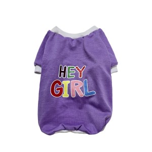 تیشرت سگ دخترانه بنفش – لباس سبک و لطیف با جنس تریکو نازک کد R0020