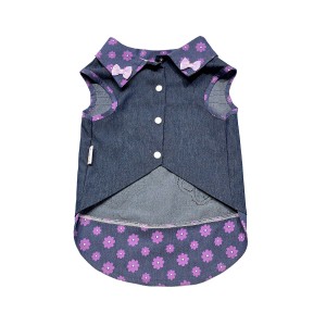 پیراهن جین دخترانه سگ | مدل پاپیونی با دامن چین‌دار کد R0053