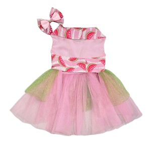 پیراهن دامن‌دار طوسی دخترانه سگ – لباس لطیف و فانتزی برای استایل پاییزی کد R0029