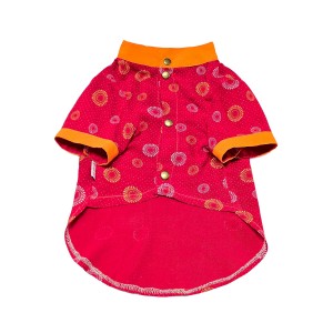 پیراهن پسرانه سگ | مدل هندسی رنگارنگ با یقه ایستاده و جیب قلبی کد R0051