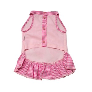 لباس سگ دخترانه چهارخونه | مدل کلاسیک با یقه پترپن و پاپیون کمری کد R0064