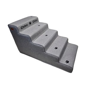 پله VIP سگ سفارشی | مدل ۵ پله نسکافه‌ای با چاپ اسم پت و تحمل وزن بالا کد 1265