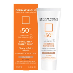 کرم ضد آفتاب رنگی پوست مختلط و چرب بژ طلایی درماتیپیک