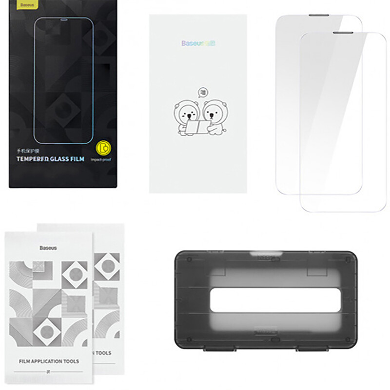 گلس شیشه ای تمام صفحه آیفون 13 پرومکس بیسوس (پک دو عددی ) SGBL190202