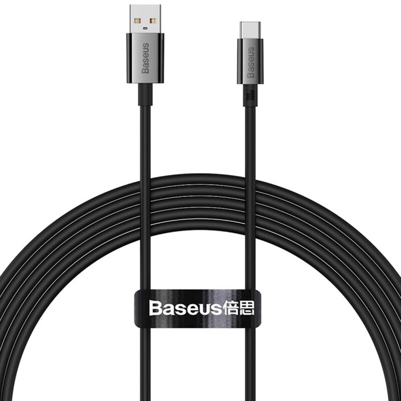 کابل سوپر فست شارژ یو اس بی به تایپ سی 100 وات 6 آمپر یک متری بیسوس P10320102214-01