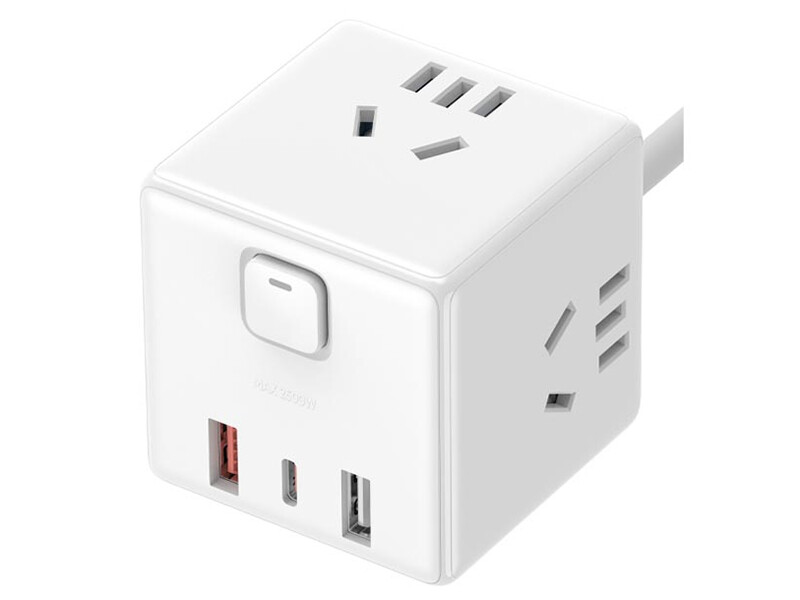 چند راهی مکعبی سه سوکت و دوه پورت یو اس بی و یک پورت تایپ سی شیائومی Xiaomi Rubik Cube Adapter Pro 33W Wired Fast Charge Version (2A1C) MJCXB3-04QM
