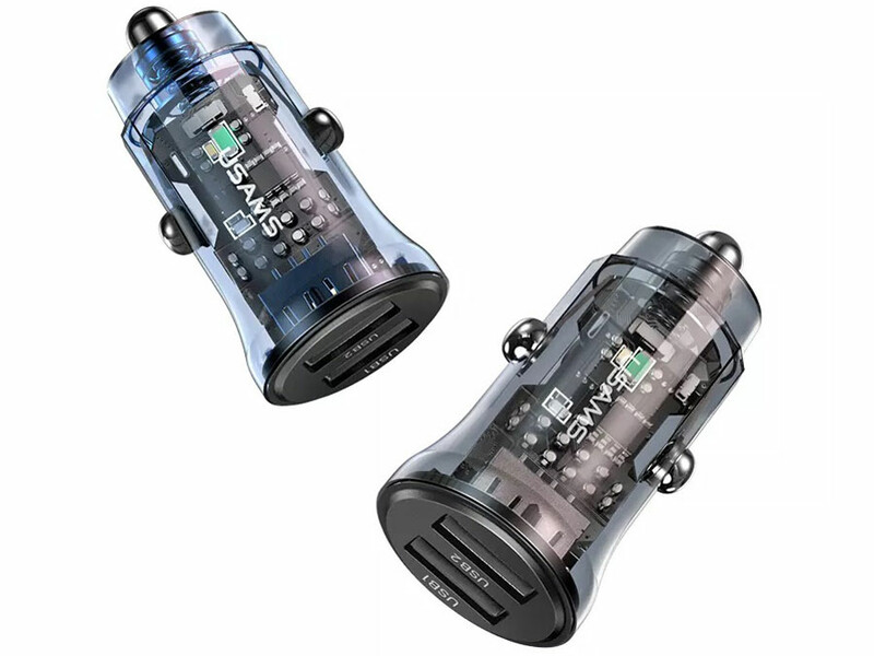 شارژر فندکی فست شارژ ماشین یو‌اس‌بی طرح شفاف یوسامز US-CC162 C31