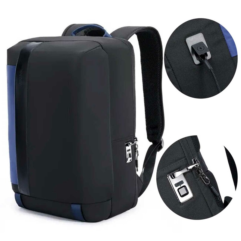 کوله پشتی مسافرتی ضد سرقت با درگاه تایپ سی و قفل انگشتی پورودو pd-lsbpfpl-bkblu