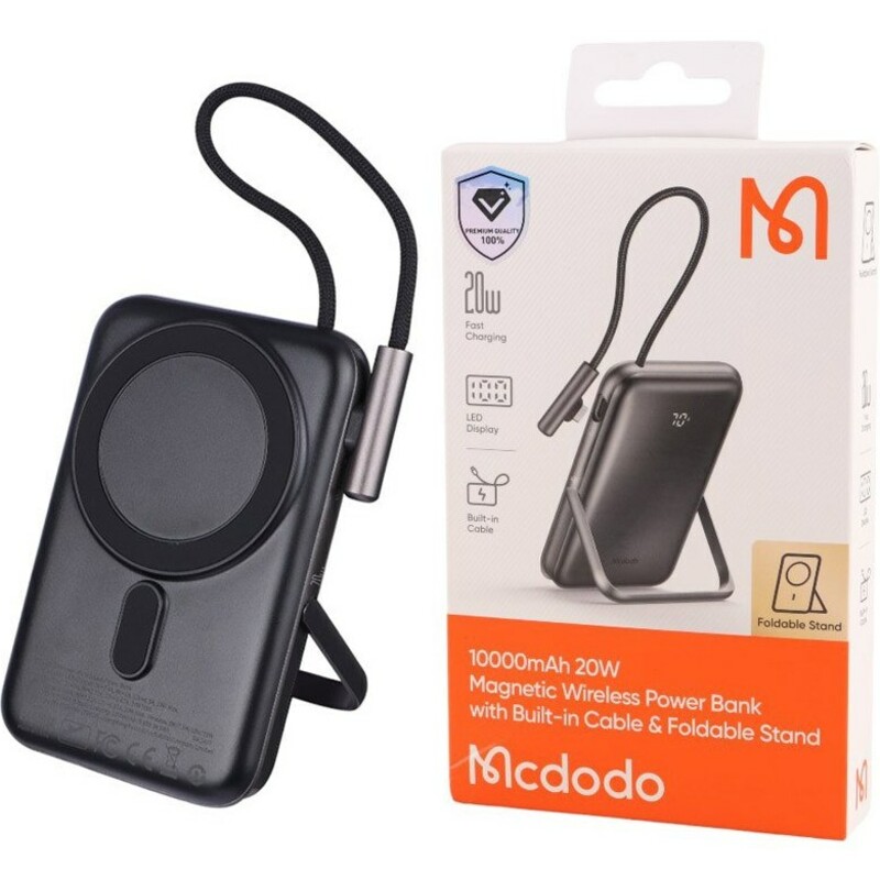 پاور بانک بی سیم 10000 فست شارژ 15 وات تایپ سی  20 وات مک دودو MC-181 PD 20W