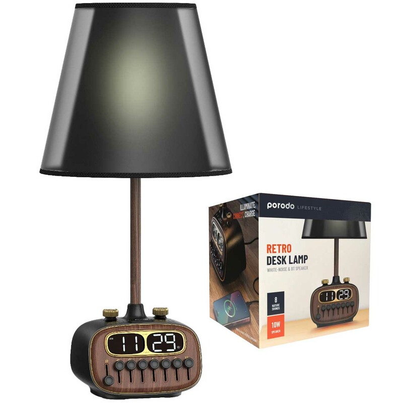 چراغ خواب رومیزی، ساعت و اسپیکر بلوتوث پورودو  PD-RDBTSCP-BKBW