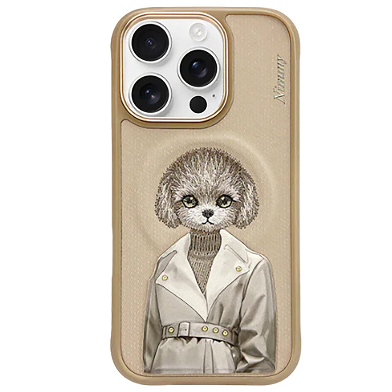 قاب مغناطیسی گوشی آیفون 16 پرومکس طرح سگ گلدوزی شده نیمی