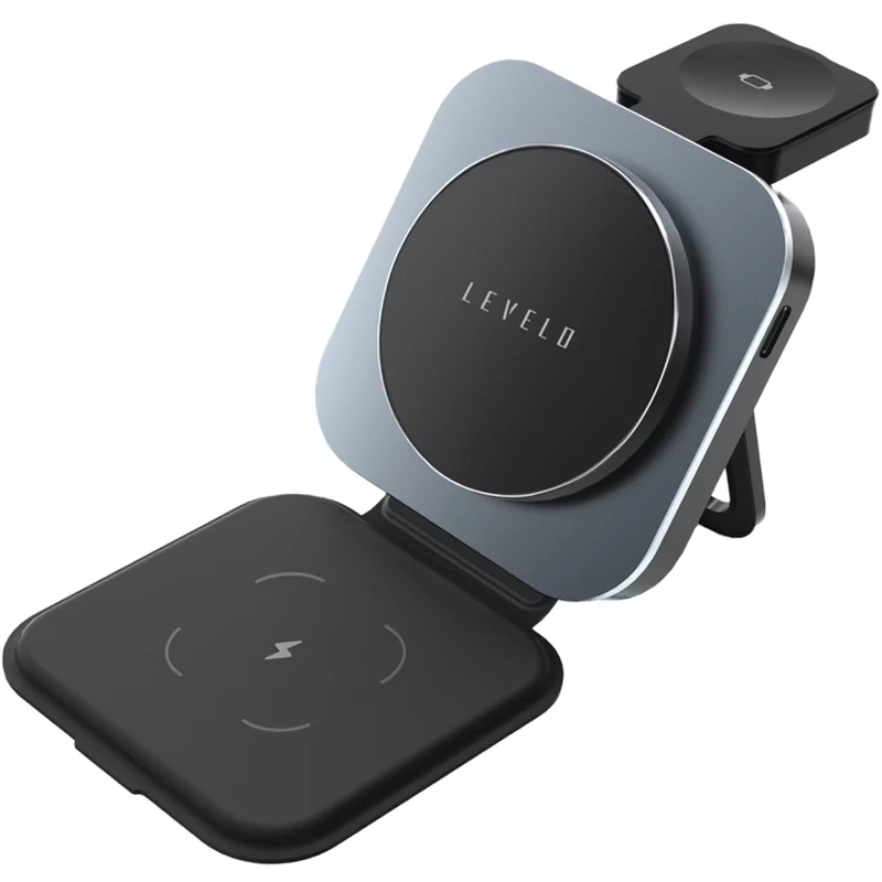 هولدر شارژر وایرلس 15 وات آیفون، ایرپاد، اپل واچ تاشو لِوِلو LVLTF31WCBK