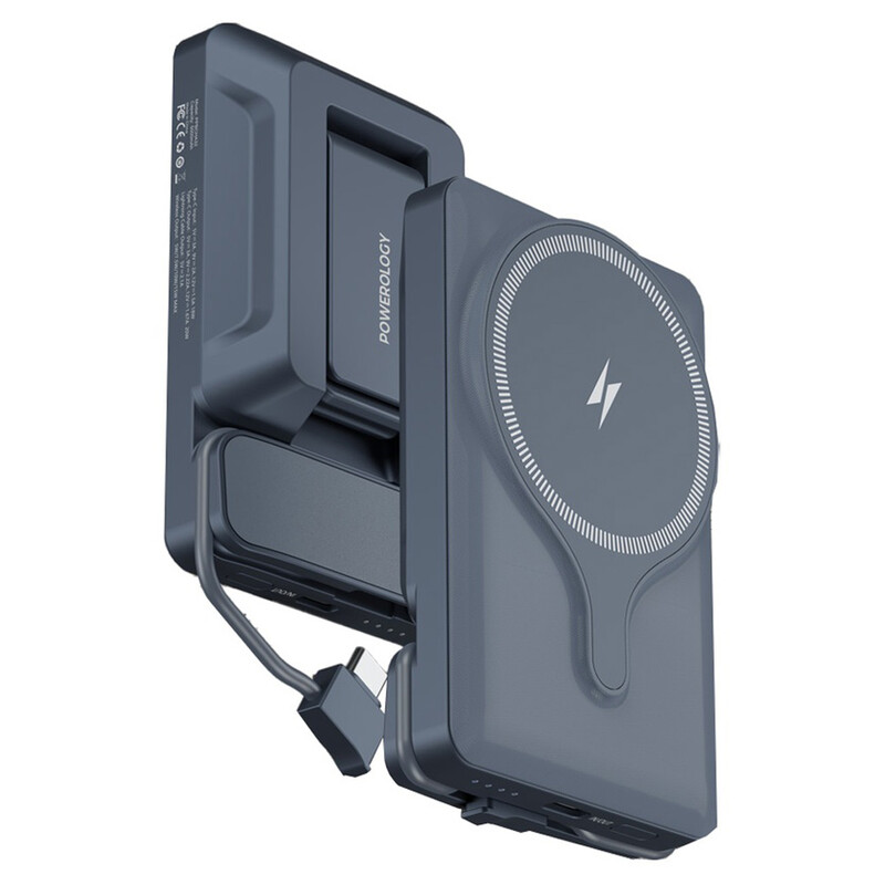 پاوربانک وایرلس 15 وات و تایپ سی 20 وات 5000 با قابلیت اتصال به دریچه کولر ماشین پاورولوژی PPBCHA32