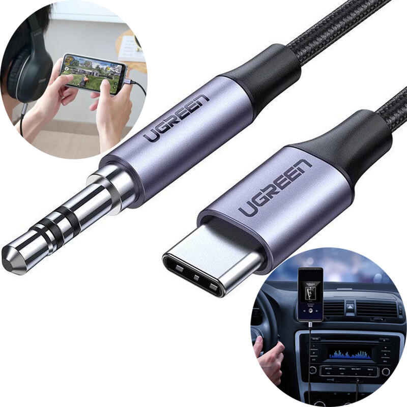 کابل انتقال صدای تایپ‌سی بهAUX یک متری یوگرین Ugreen AV143 30633