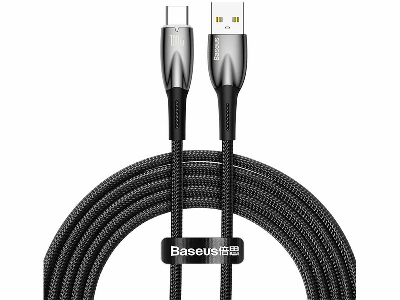 کابل سوپر فست شارژ یو اس بی به تایپ سی 100 وات یک متری بیسوس Baseus Glimmer Type-C Fast Charging Data Cable CADH000401