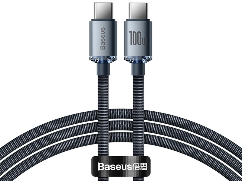 کابل سوپر فست شارژ دوسر تایپ‌سی 1.2 متری 100 وات بیسوس Baseus Type C to Type C fast charging cable 100W CAJY000601
