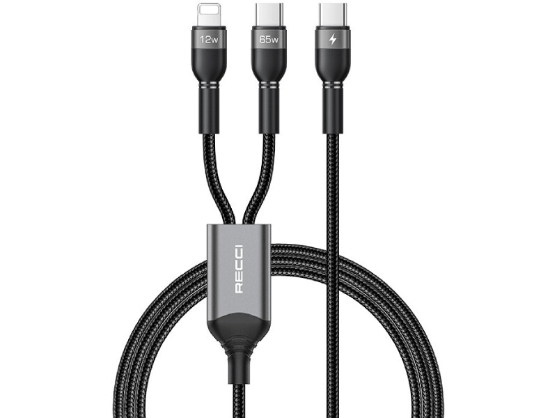 کابل شارژ سریع دو سر تایپ سی به لایتنینگ و تایپ سی 65 وات 1.2 متری رسی RTC-T16