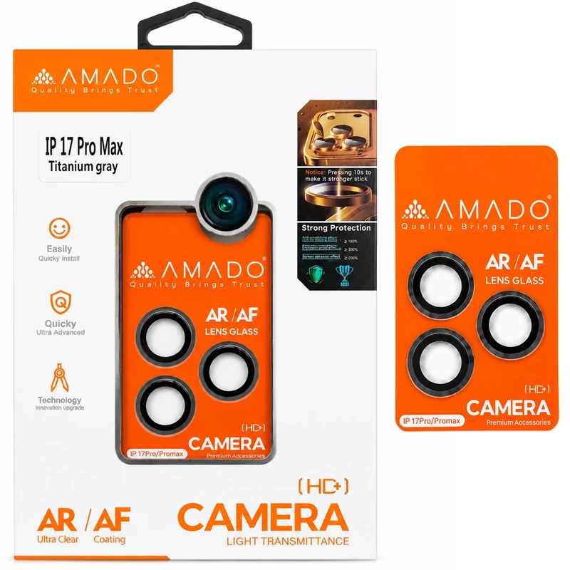 محافظ لنز گوشی آیفون 17 پرو مکس آمادو AMADO مدل +HD
