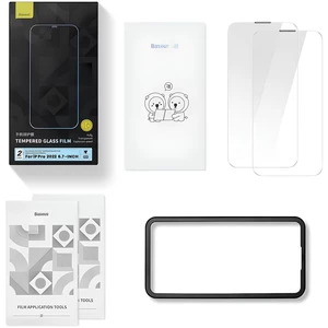 گلس تمام صفحه آیفون 14 پرومکس بیسوس (پک دو عددی) SGBL170302