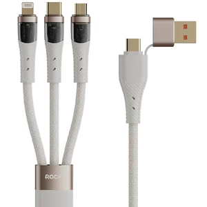کابل سوپر فست شارژ چند سر تایپ سی و یو اس بی به تایپ سی، لایتنینگ و میکرو 100 وات 1.5 متری راک RCB0860