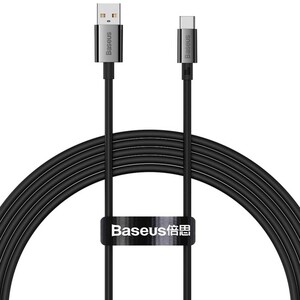 کابل سوپر فست شارژ یو اس بی به تایپ سی 100 وات 6 آمپر یک متری بیسوس P10320102214-01