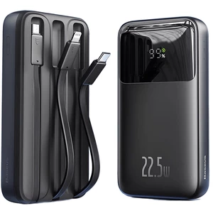 پاور بانک فست شارژ تایپ سی و یو اس بی 22.5 وات 10000 با کابل میکرو، تایپ سی و لایتنینگ بیسوس P10022507312-02