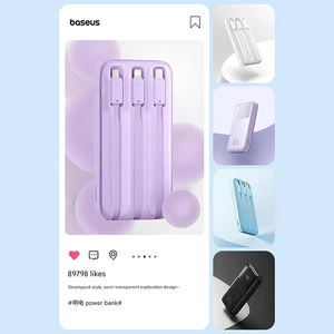 شارژر همراه تایپ سی لایتنینگ میکرو یو اس بی فست شارژ بیسوس با سه کابل متصل