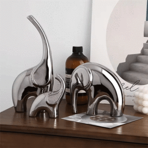 قیمت مجسمه مینیمال فانتزی رومیزی طرح فیل نقره‌ای