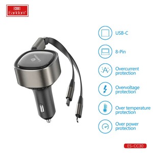 فروش شارژر فندکی فست شارژ ماشین تایپ سی و لایتنینگ 30 وات ارلدام