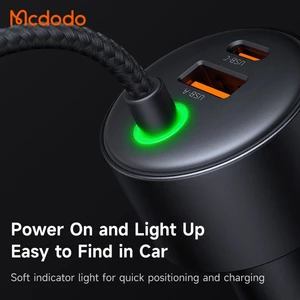 شارژر فست شارژ  چهار پورت تایپ سی، لایتنینگ و یو اس بی داخل خودرو مک دودو