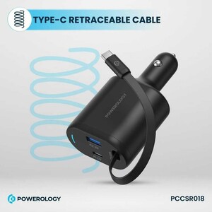 شارژر فندکی فست شارژ تایپ سی 70 وات پاورولوژی