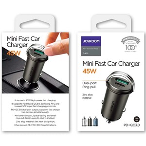 شارژر فندکی فست شارژ ماشین تایپ سی 45 وات جویروم