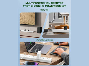 چند راهی برق پنج سوکت، دو یو اس بی و یک تایپ سی الدنیو LDNIO SC5319 5 Port + 3 USB Power Socket Plug Extension Wall Charger