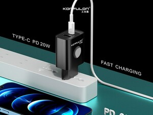 شارژر دیواری سریع کانفلون Konfulon C70Q Type-C PD 22.5W Travel Quick Charger