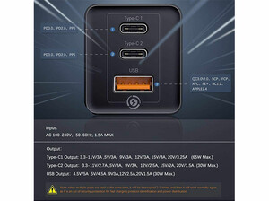 شارژر دیواری سریع سه پورت و کابل تایپ سی بیسوس Baseus CCGaN65E2 GaN2 Pro 65W Charger