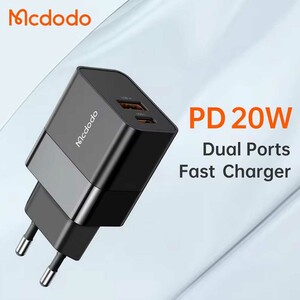 فروش شارژر دیواری فست تایپ‌سی و یو اس بی 15 وات مک دودو همراه کابل تایپ‌سی به لایتنینگ 1.2 متری