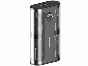 پاوربانک فست شارژ تایپ سی و یو اس بی 20 وات 20000 طرح شفاف پاورولوژی PPBCHA25