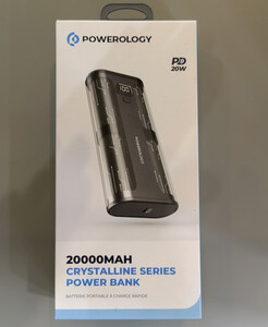 پاوربانک فست شارژ تایپ سی و یو اس بی 20 وات 20000 طرح شفاف پاورولوژی PPBCHA25