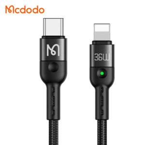 کابل شارژ فنری تایپ سی به لایتنینگ 36 واتی مک دودو