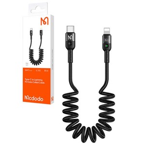 کابل تایپ سی به لایتنینگ 36 واتی 1.8 متری با طراحی فنری مک دودو