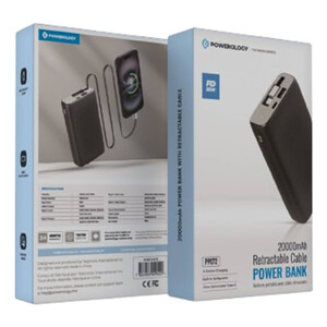 فروش پاوربانک 35 وات 20000 پاورولوژی به همراه کابل تایپ سی جمع شونده