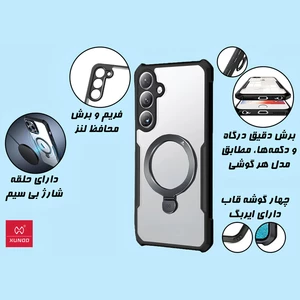 کاور و گارد مگنتی کریستالی شفاف ضدضربه استند شو سامسونگ گلکسی اس 24 اف ای یاندو