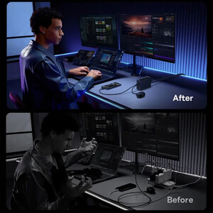 شارژر رومیزی فست تایپ سی، یو اس بی و دی سی 240 وات بیسوس