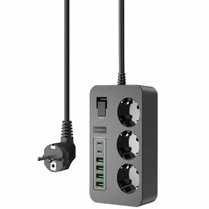 چندراهی برق ارت‌دار 3 سوکت،4 پورت یو‌اس‌بی و 2 پورت تایپ‌سی 3000 وات ارلدام SC14