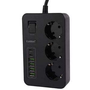 فروش چندراهی برق ارت‌دار 3 سوکت،4 پورت یو‌اس‌بی و 2 پورت تایپ‌سی 3000 وات ارلدام