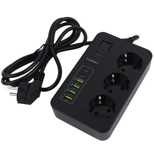 چندراهی برق ارت‌دار 3 سوکت،4 پورت یو‌اس‌بی و 2 پورت تایپ‌سی 3000 وات ارلدام